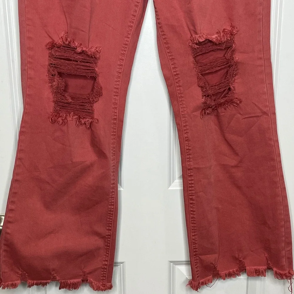 Risen NEW High Rise Straight‎ Jeans Size 27 Distressed Rust Color Womens
